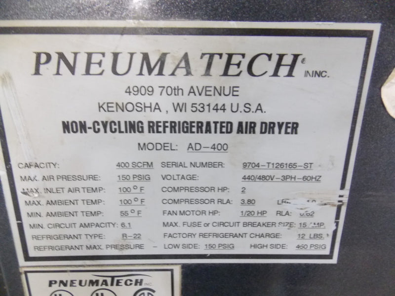 Used Pneumatech Air Dryer - Model AD400 - Photo 4