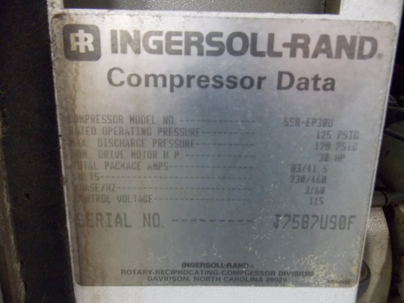 Used Ingersoll Rand Air Compressor - Model SSRCP30V - Photo 7