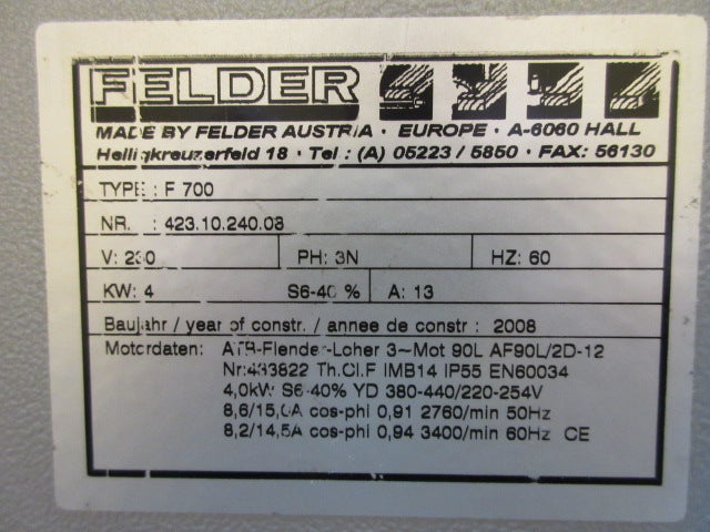 Used Felder Shaper- Model F-700 - Photo 9