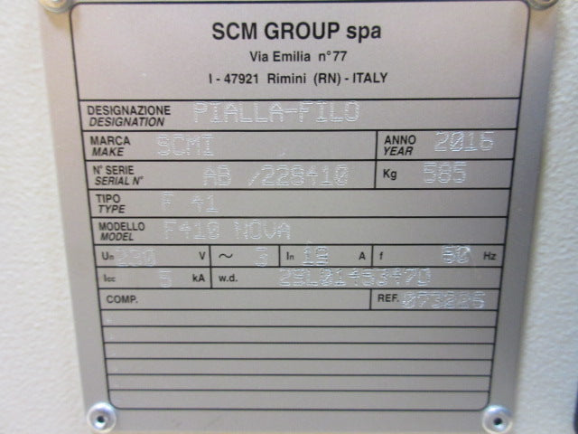 Used (2016) SCM Jointer - Model: F410 NOVA X - Detail 7