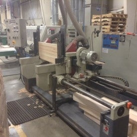 Used Friulmac Dual Feed Double End Trim Saw and Moulder Feeder - Detail 2