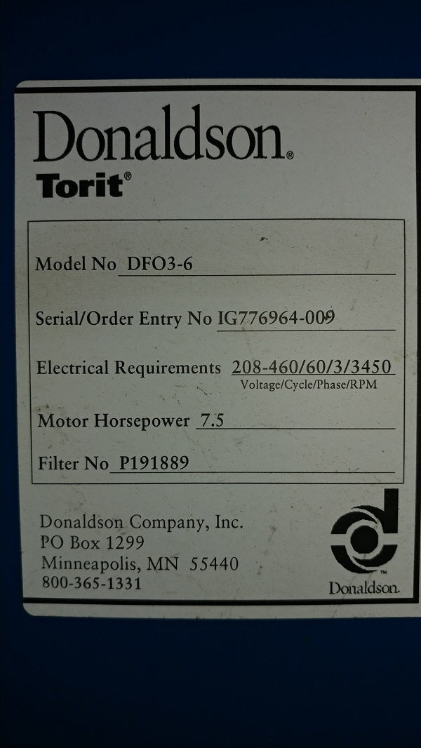 Used Donaldson Torrit Dust Collector - Model: DFO3-6 - Detail 8