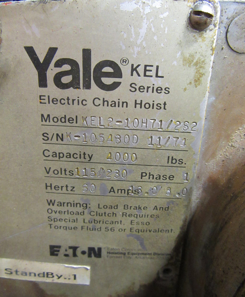 Used Yale E7N 2 Ton Electric Chain Hoist - Photo 5