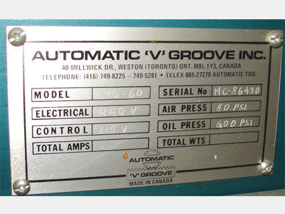 Used Automatic V Groove Inc. Automatic Grooving Station - Model AVG-60 HFSW - Detail 6