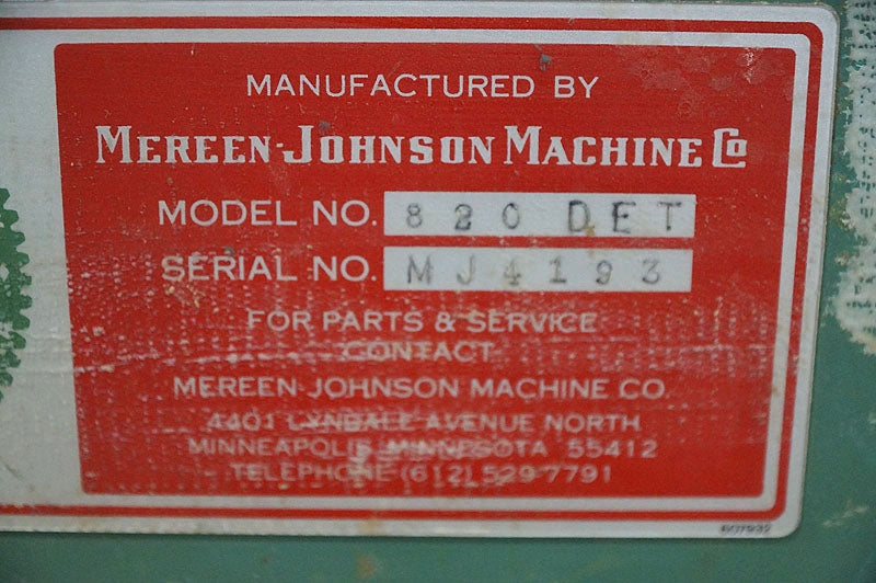 Used Mereen-Johnson Double Tenonor - Model 820 - Detail 19 